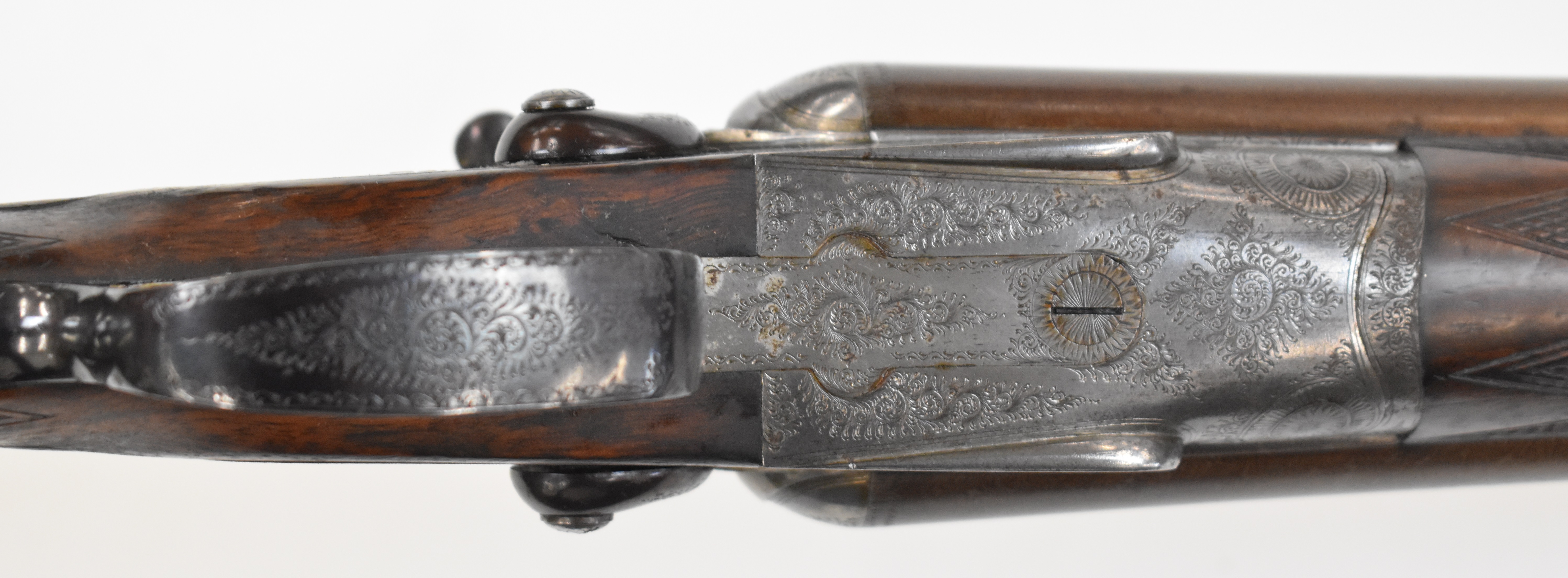 Cogswell & Harrison 12 bore side by side hammer action shotgun with named and engraved locks, - Image 7 of 12