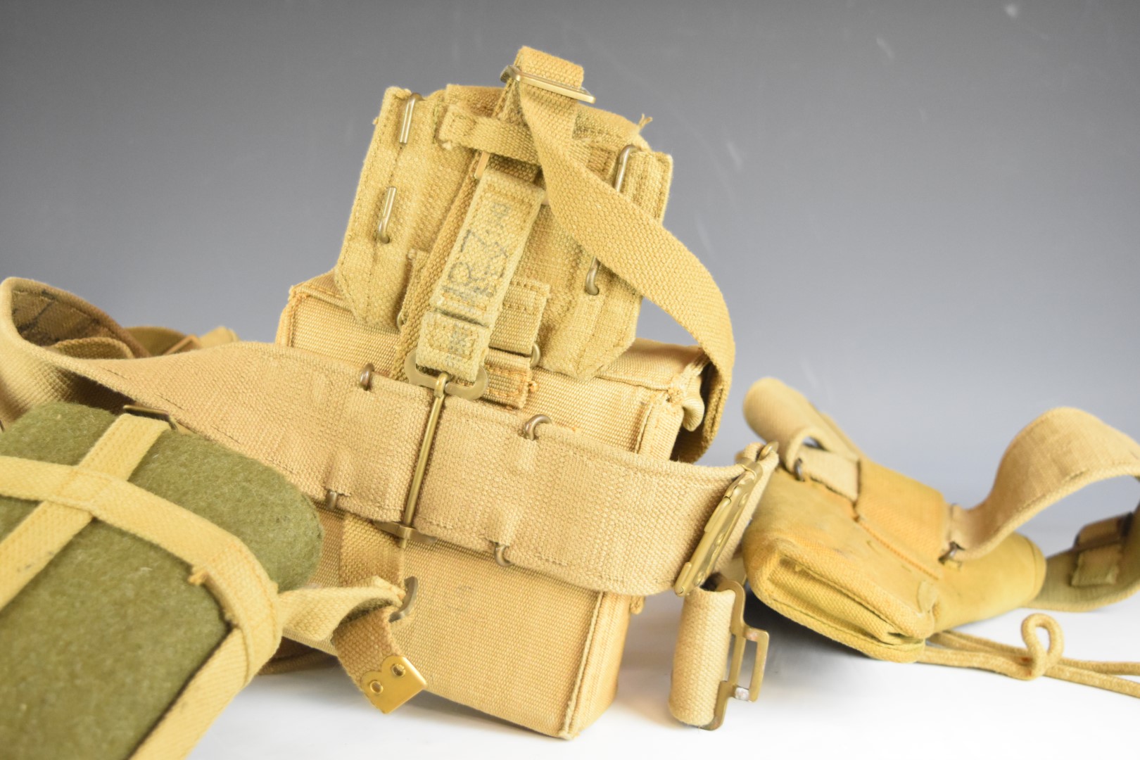 British WW2 webbing including ammunition pouches, belts, holsters, sling, lanyard and haversack, all - Image 9 of 11