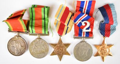 South Africa WW2 group of five medals comprising 1939/1945 Star, Africa Star, Defence Medal, War