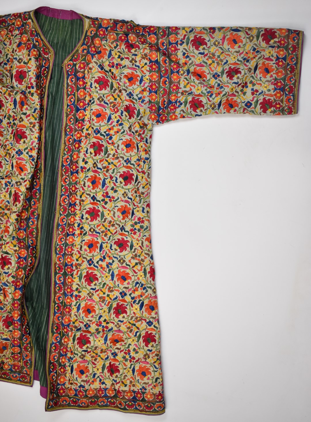 19th / 20thC Indian embroidered coat or coat dress, with a note stating the coat was gifted in the - Image 2 of 5