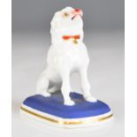 Chamberlains Worcester novelty miniature figure of a seated poodle / dog, height 7.5cm