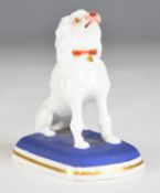 Chamberlains Worcester novelty miniature figure of a seated poodle / dog, height 7.5cm