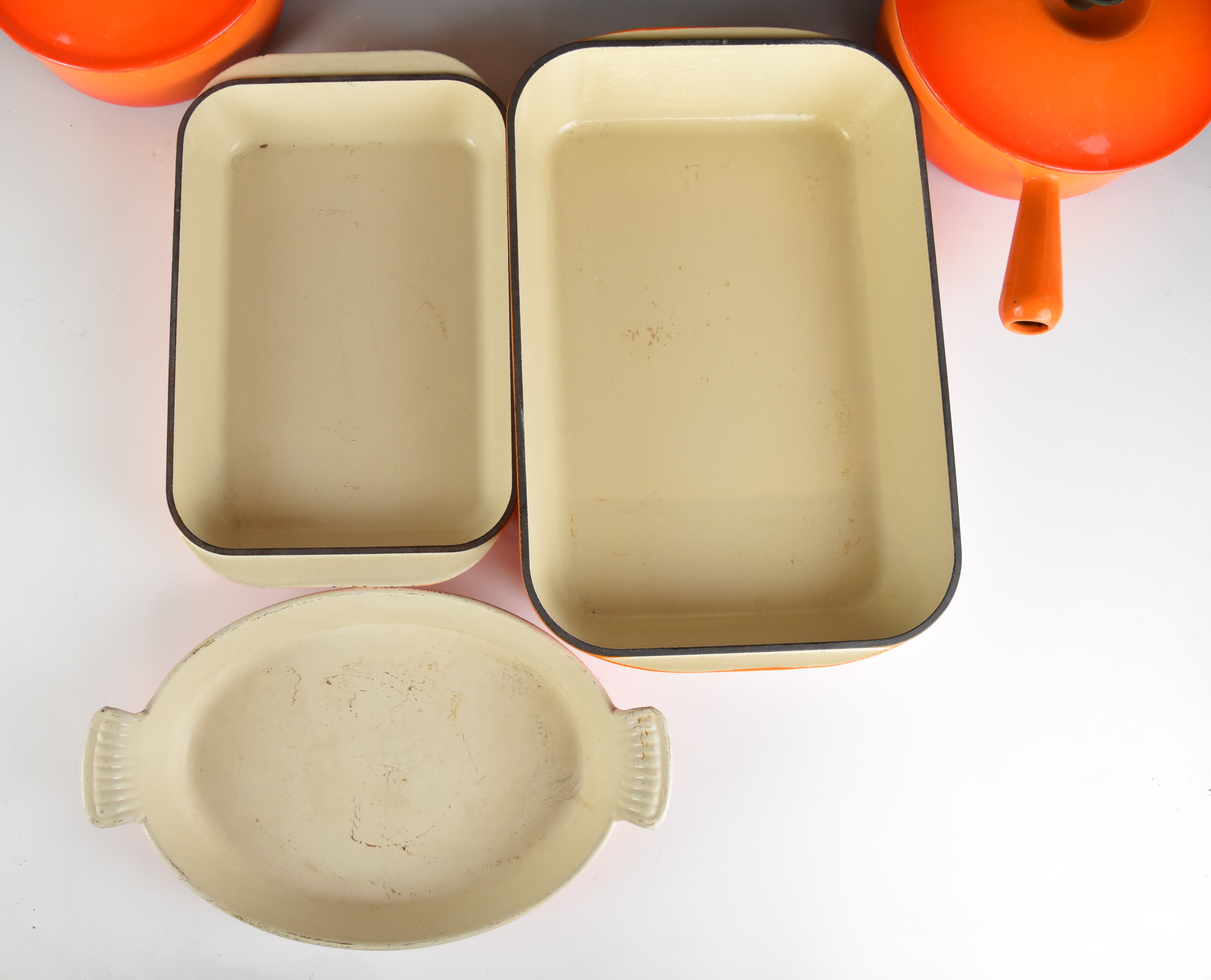 Ten items of Le Creuset cast iron cook ware in Volcanic Orange, to include lidded saucepans, milk - Image 7 of 8