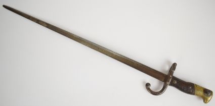 French 1874 pattern Gras bayonet with downswept quillon, external leaf spring and 51.5cm T form