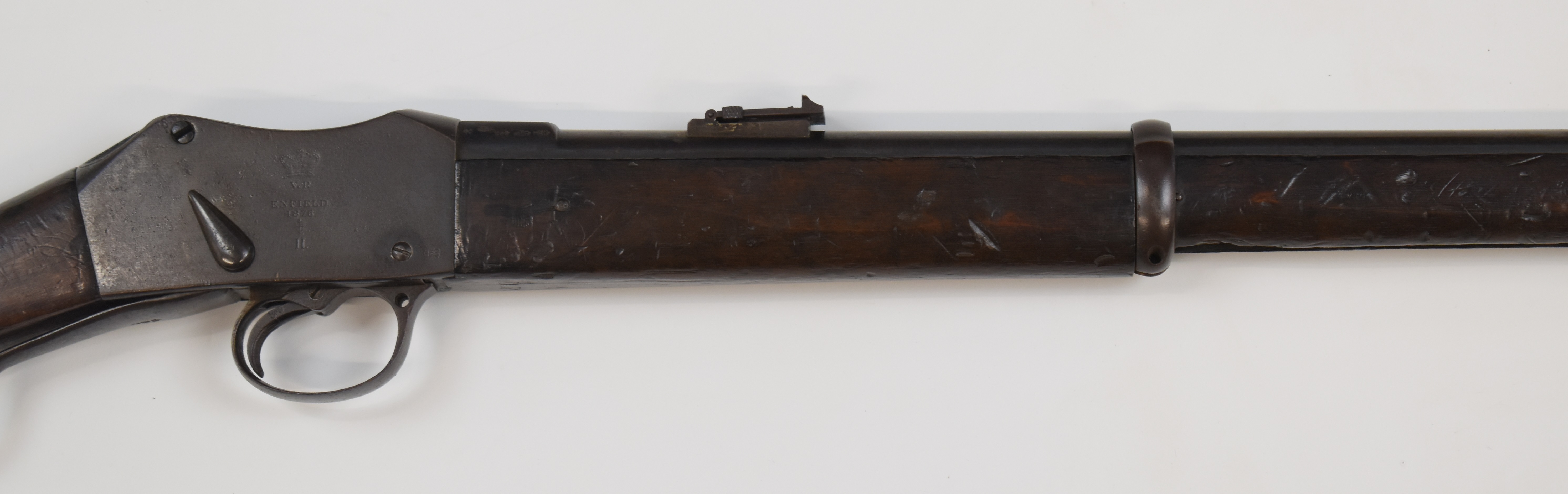 Enfield Martini-Henry Mark II .577/450 2-band carbine rifle with lock stamped 'VR Enfield 1876 - Image 4 of 10