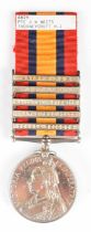 Queen's South Africa Medal with clasps for Tugela Heights, Orange Free State, Relief of Ladysmith,