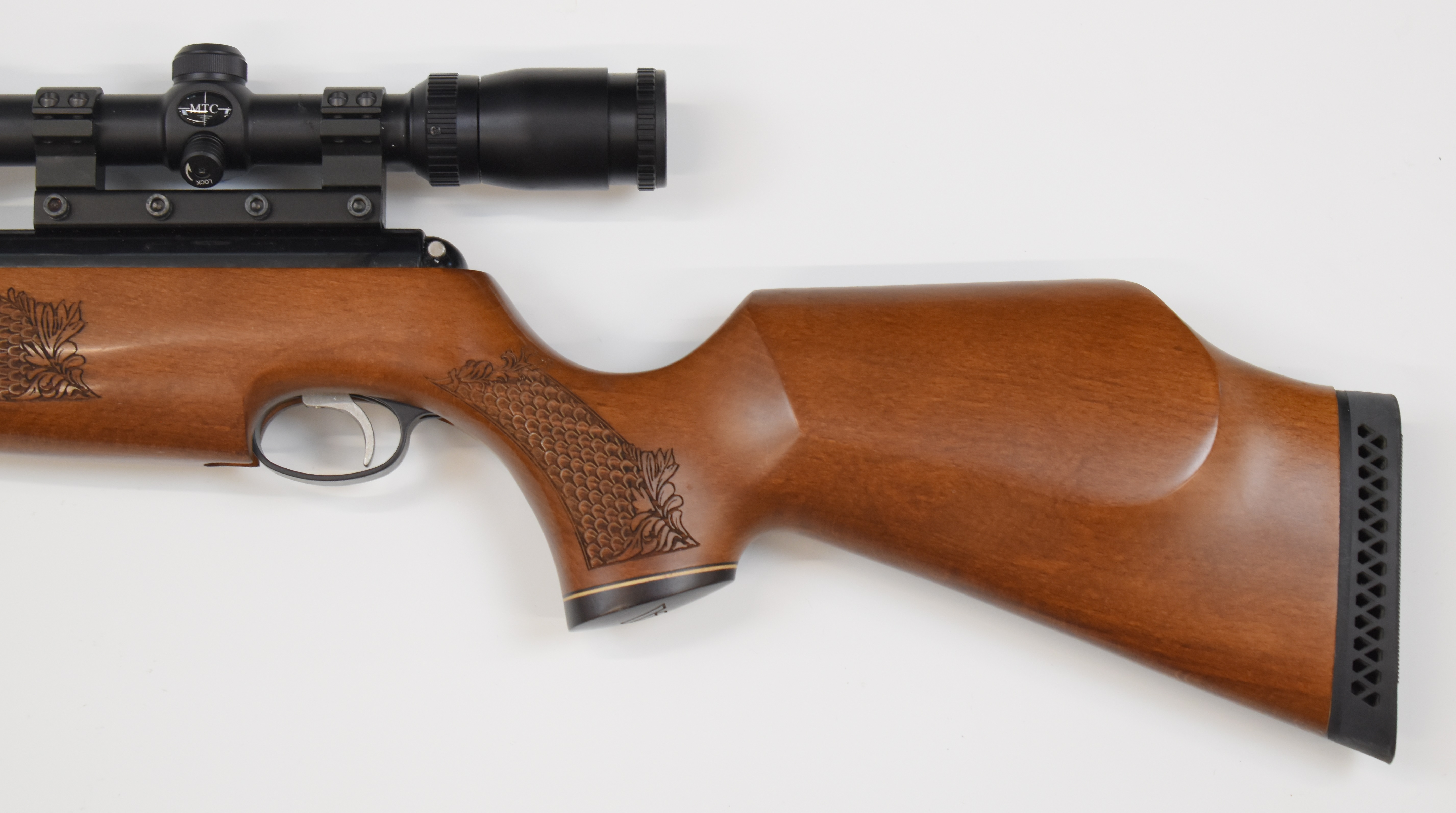 Air Arms TX200 .22 under-lever air rifle with carved semi-pistol grip and forend, adjustable - Image 8 of 11