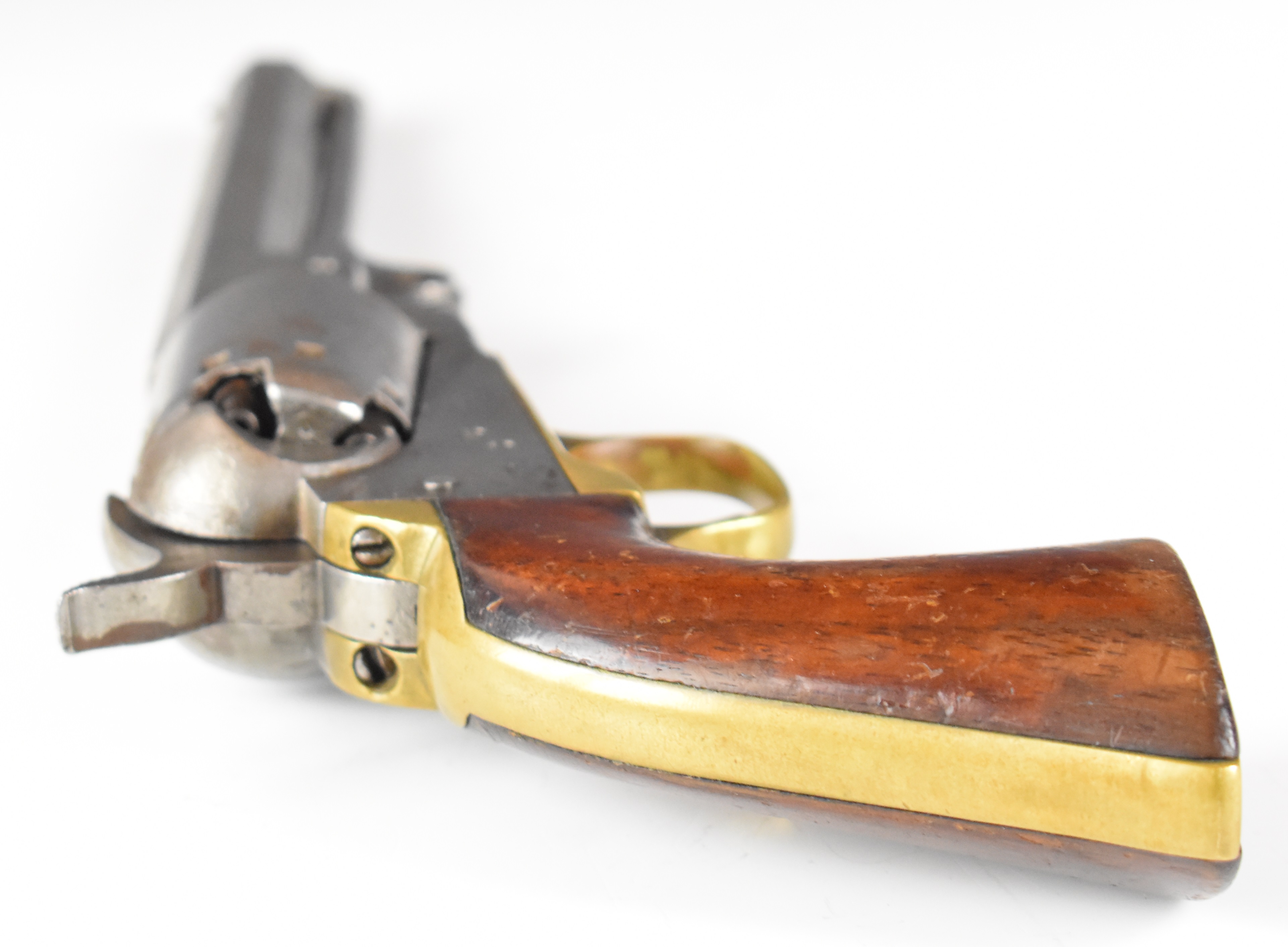 Manhattan Navy .36 five-shot single-action revolver with brass trigger guard and grip strap, - Bild 6 aus 20