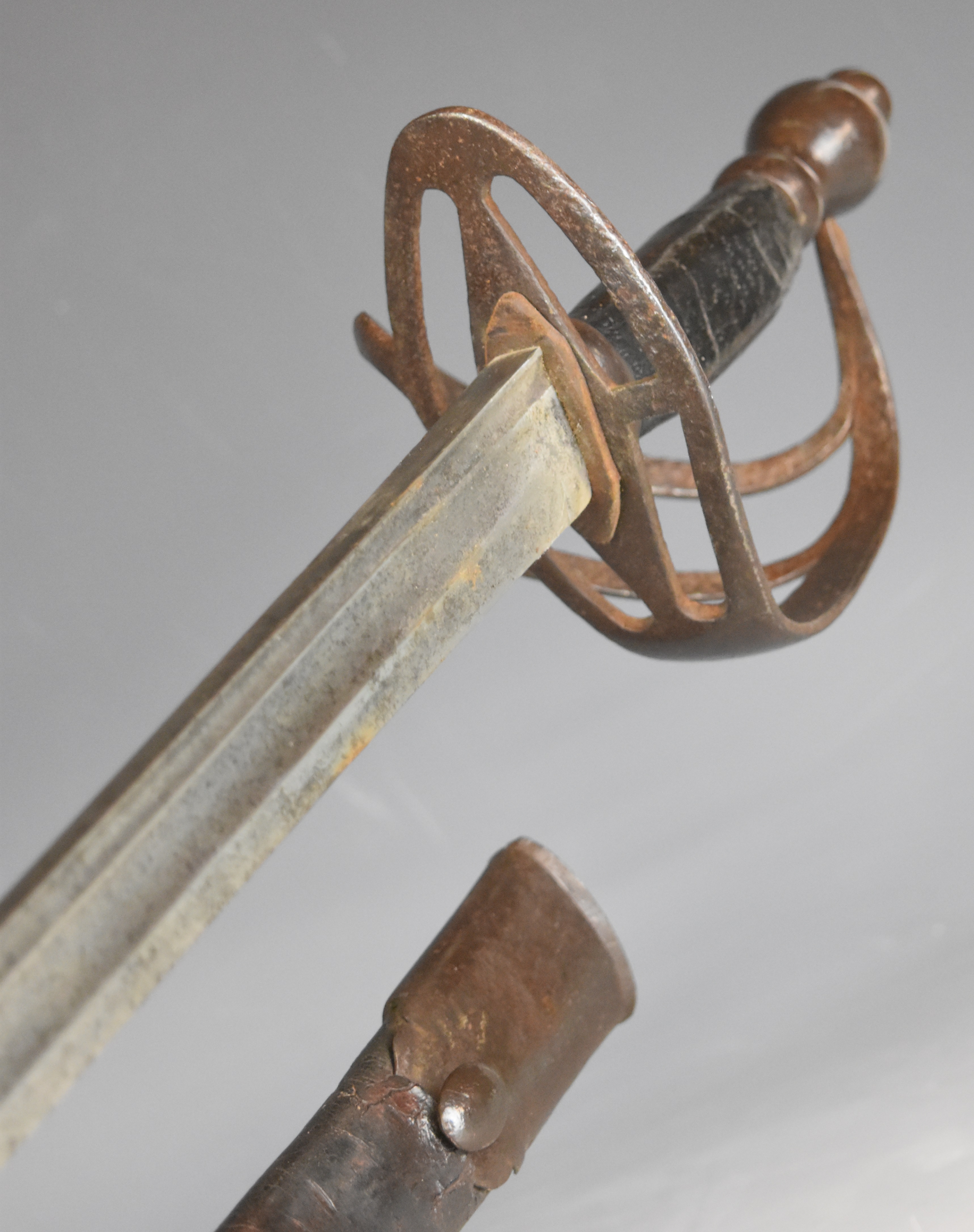 British Army Heavy Cavalry 1788 pattern Trooper's sword with three bar hilt, 92cm straight single - Image 13 of 24