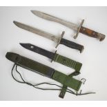 Two bayonets comprising an American M1 knife bayonet for Garand rifle with good stamps to ricasso