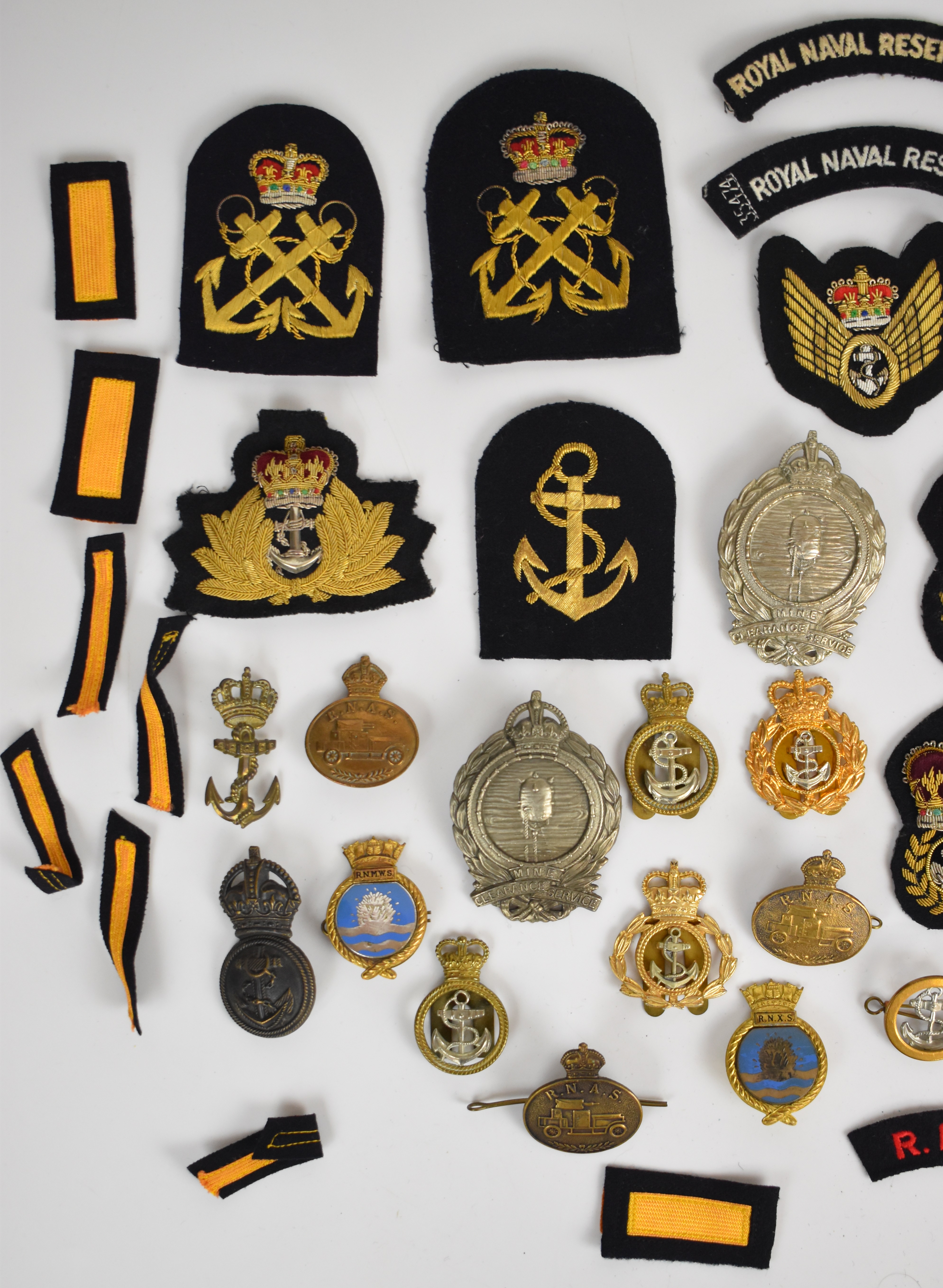 Collection of approximately 40 Royal Navy bullion and cloth and metal badges including Royal Navy - Image 2 of 3