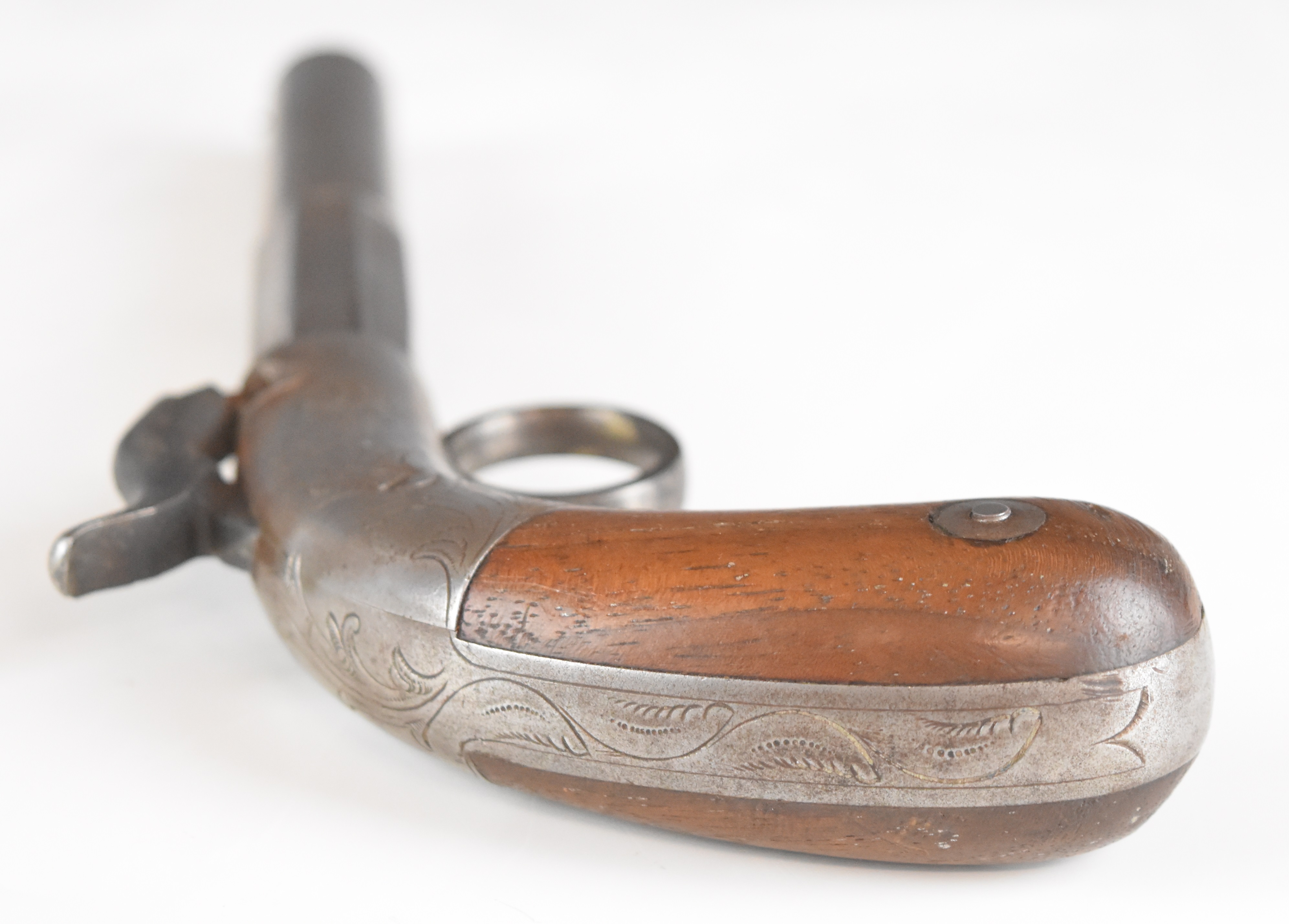 American or similar percussion hammer action bootleg pistol with engraved lock, ring trigger, wooden - Image 3 of 12