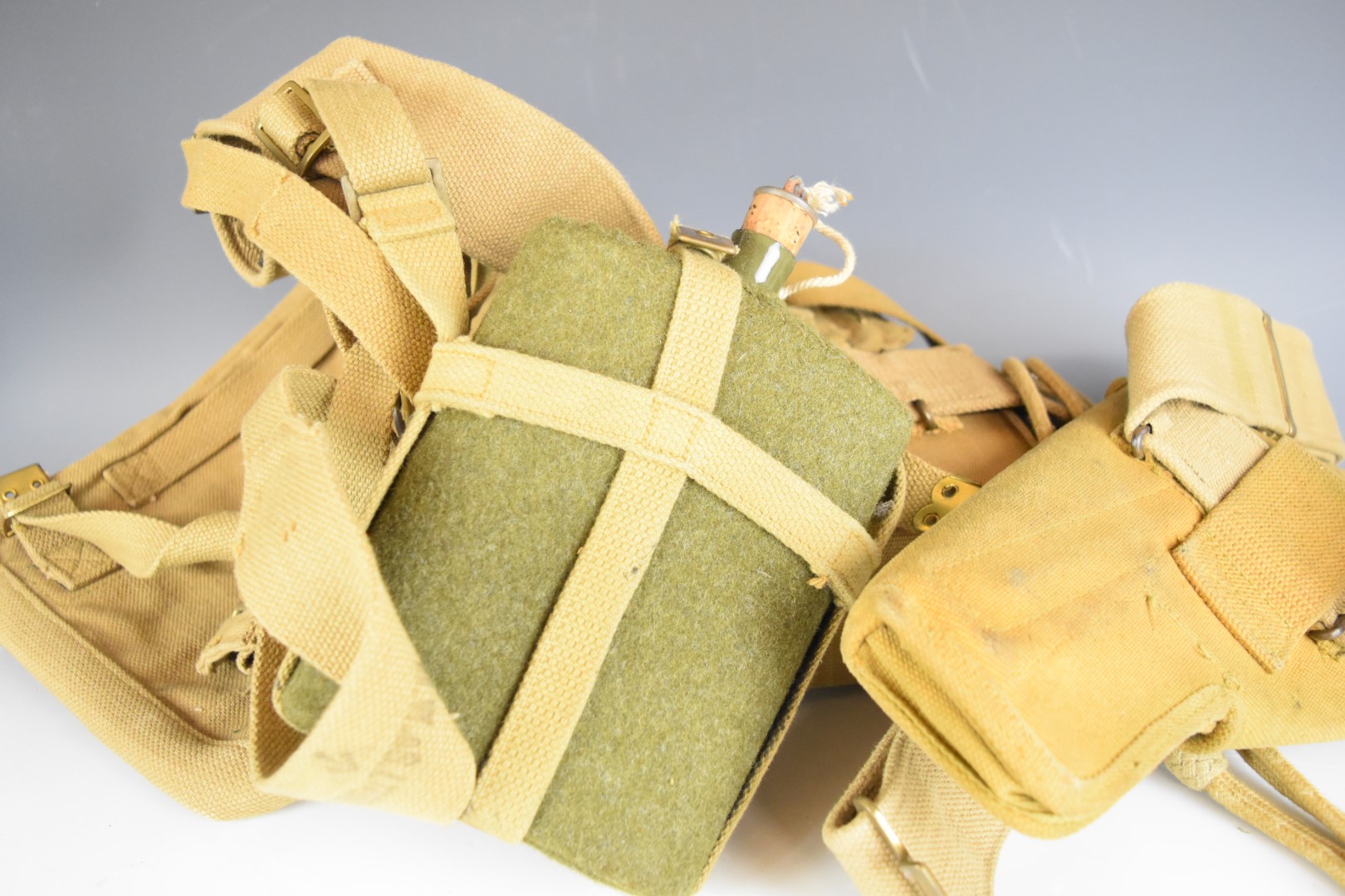 British WW2 webbing including ammunition pouches, belts, holsters, sling, lanyard and haversack, all - Image 11 of 11