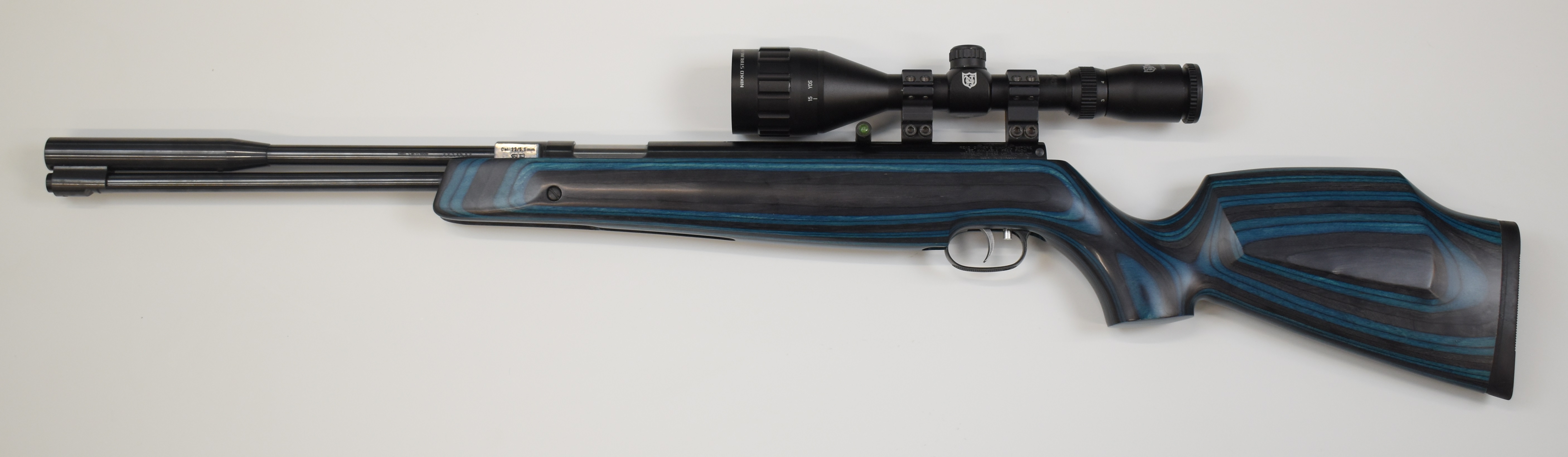 Weihrauch HW97K .22 underlever air rifle with blue laminated show wood stock, semi-pistol grip, - Image 6 of 10