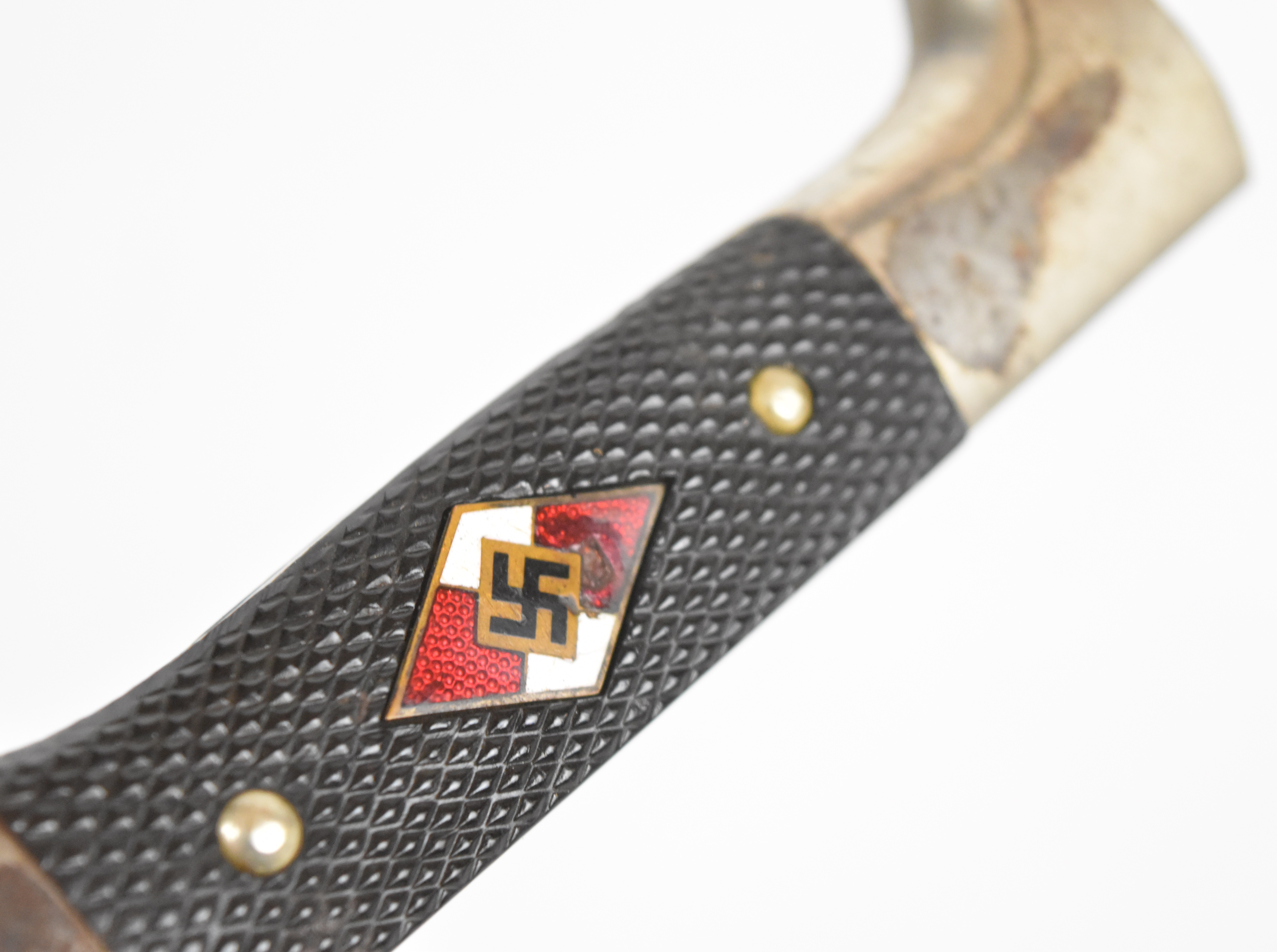 German Nazi Third Reich Hitler Youth dagger with RZM and M7/60 to ricasso, 11.5cm blade, scabbard - Image 5 of 7