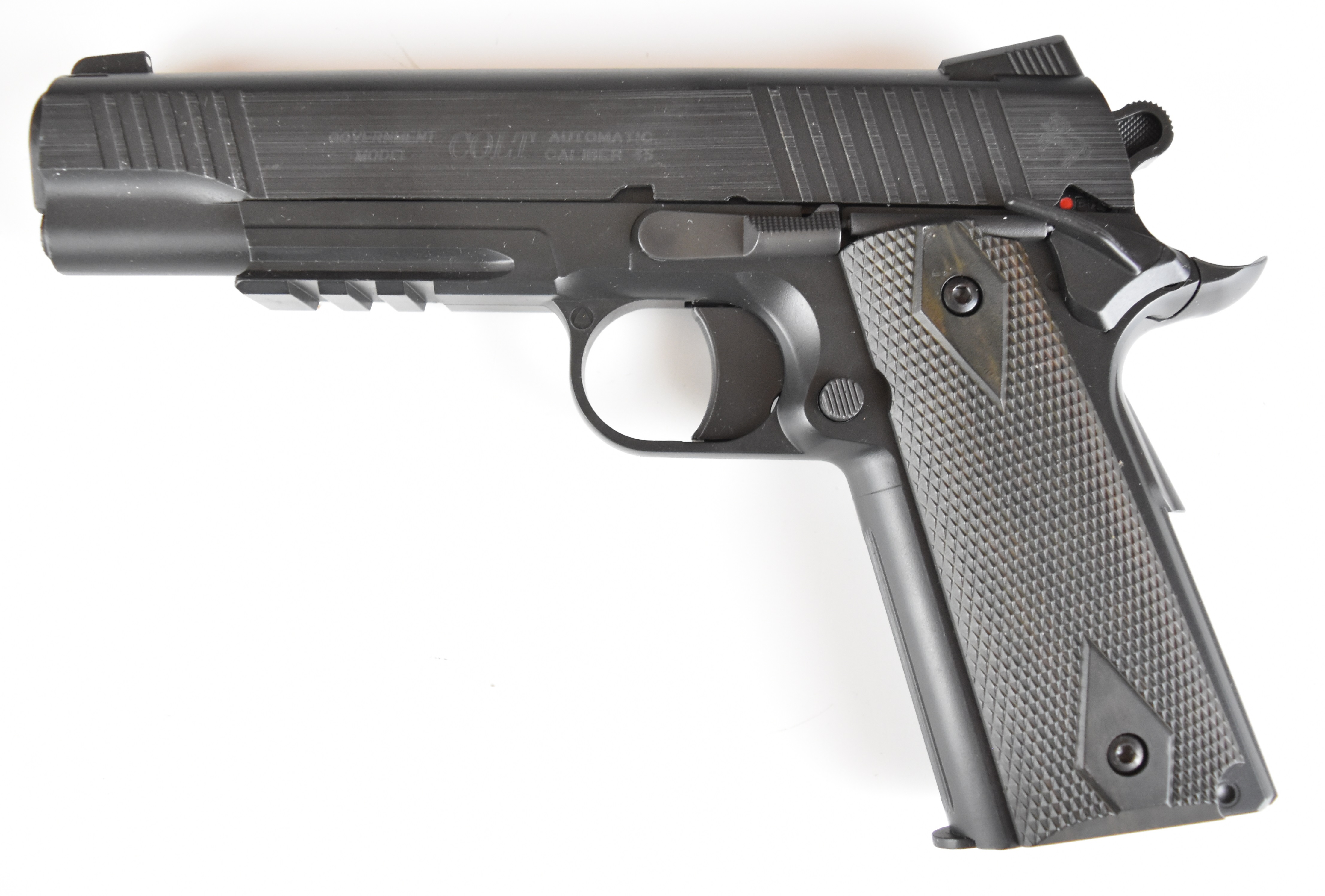 Colt 1911 Rail Gun NBB Series 6mm CO2 air pistol with chequered grips, 15 shot magazine and fixed - Image 3 of 14