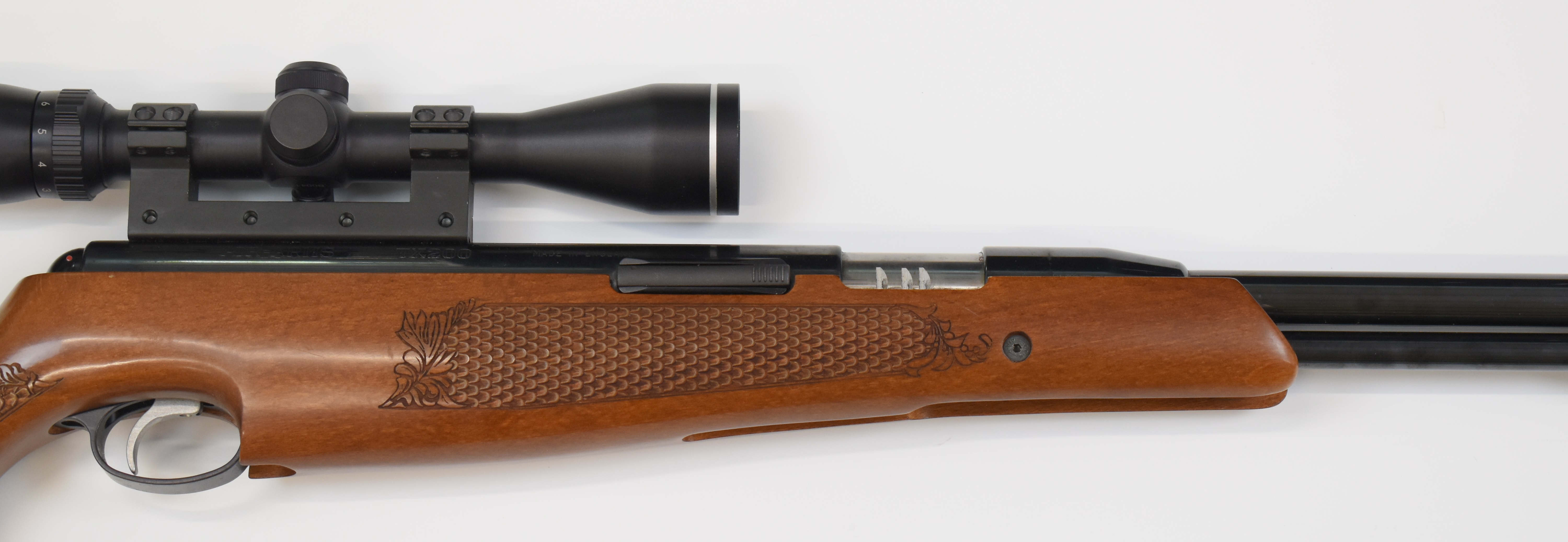 Air Arms TX200 .22 under-lever air rifle with carved semi-pistol grip and forend, adjustable - Image 4 of 11