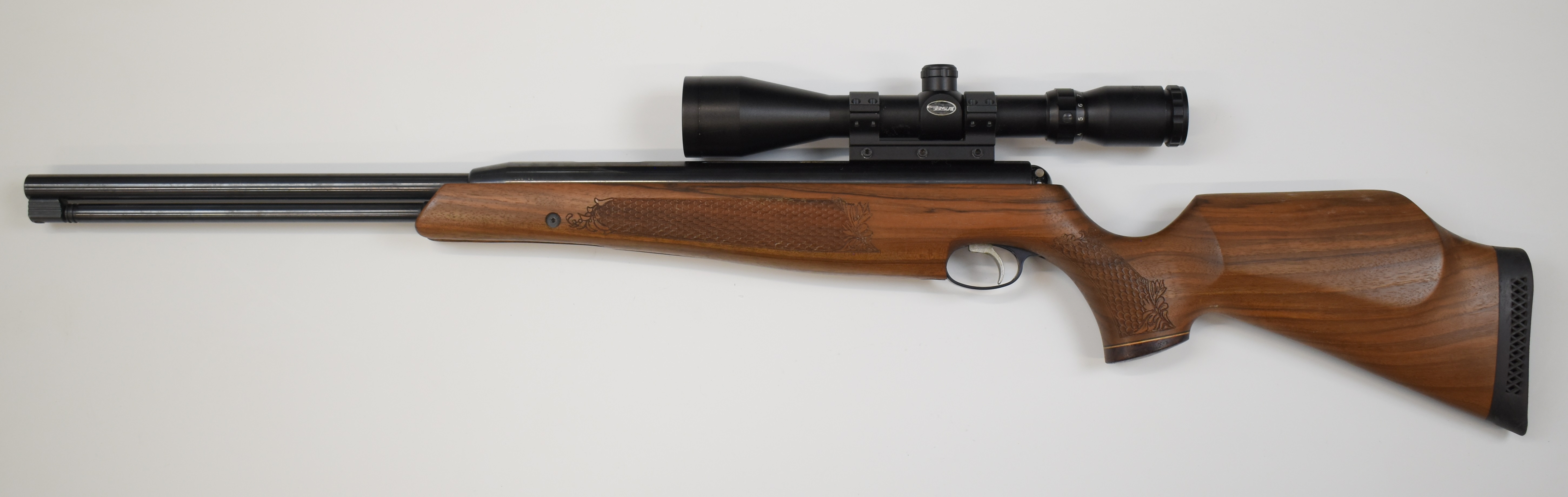 Air Arms TX200 .22 under-lever air rifle with carved semi-pistol grip and forend, adjustable - Image 6 of 9
