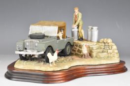 Border Fine Arts Landrover model 'Putting Out The Milk' by Ray Ayres, height 17cm