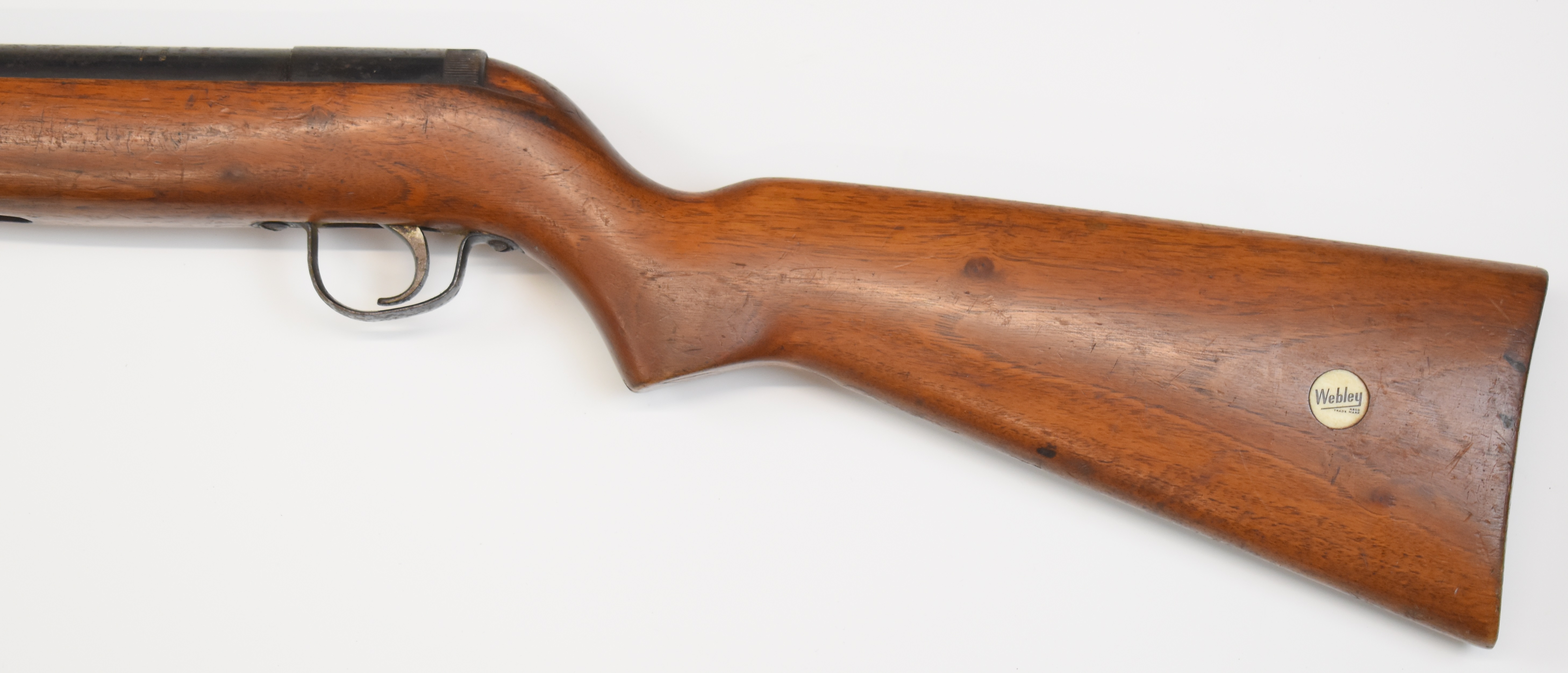 Webley Mark 3 .22 under-lever air rifle with plaque inset to the stock, semi-pistol grip and - Image 7 of 10