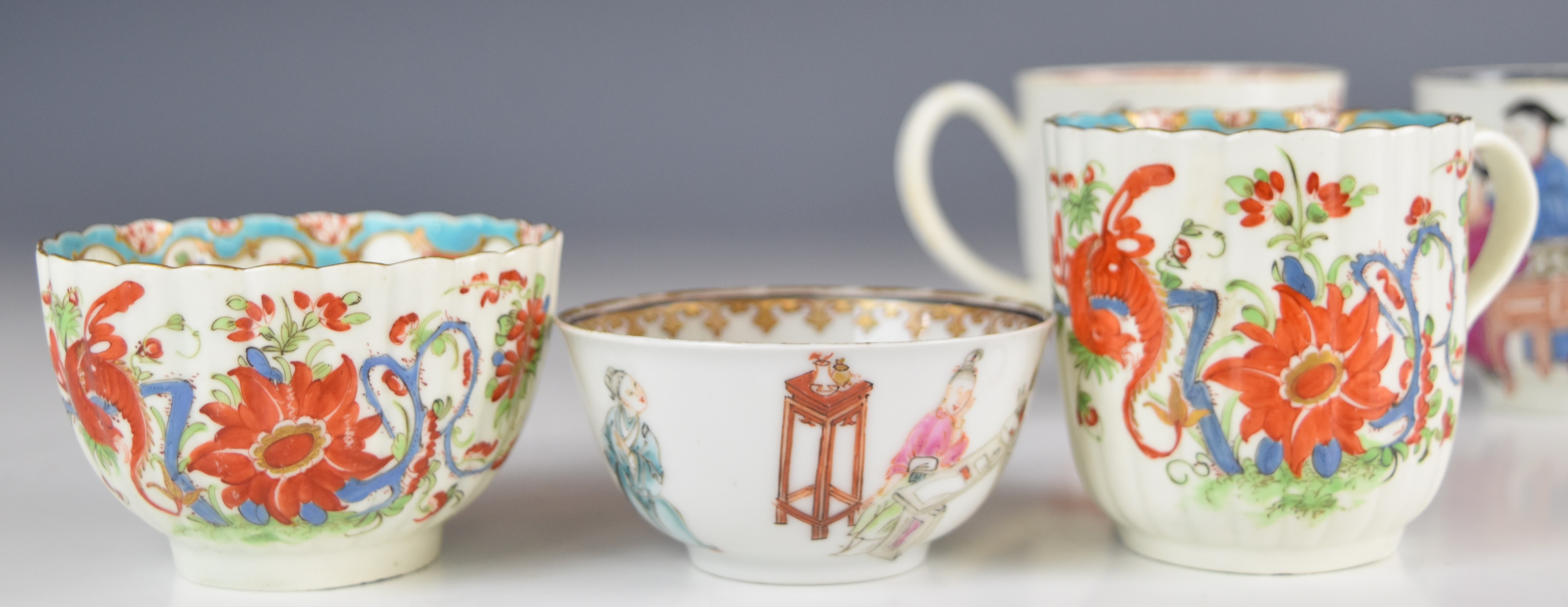 First period Worcester and Pennington Liverpool two coffee cans and saucers and an 18thC tea bowl - Image 11 of 12