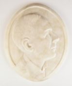 Carved alabaster / marble portrait plaque of a gentleman, 29 x 44cm
