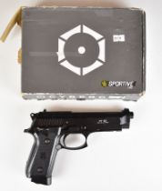 Cybergun PT92 6mm CO2 airsoft pistol with textured grips, multi-shot magazine and fixed sights,