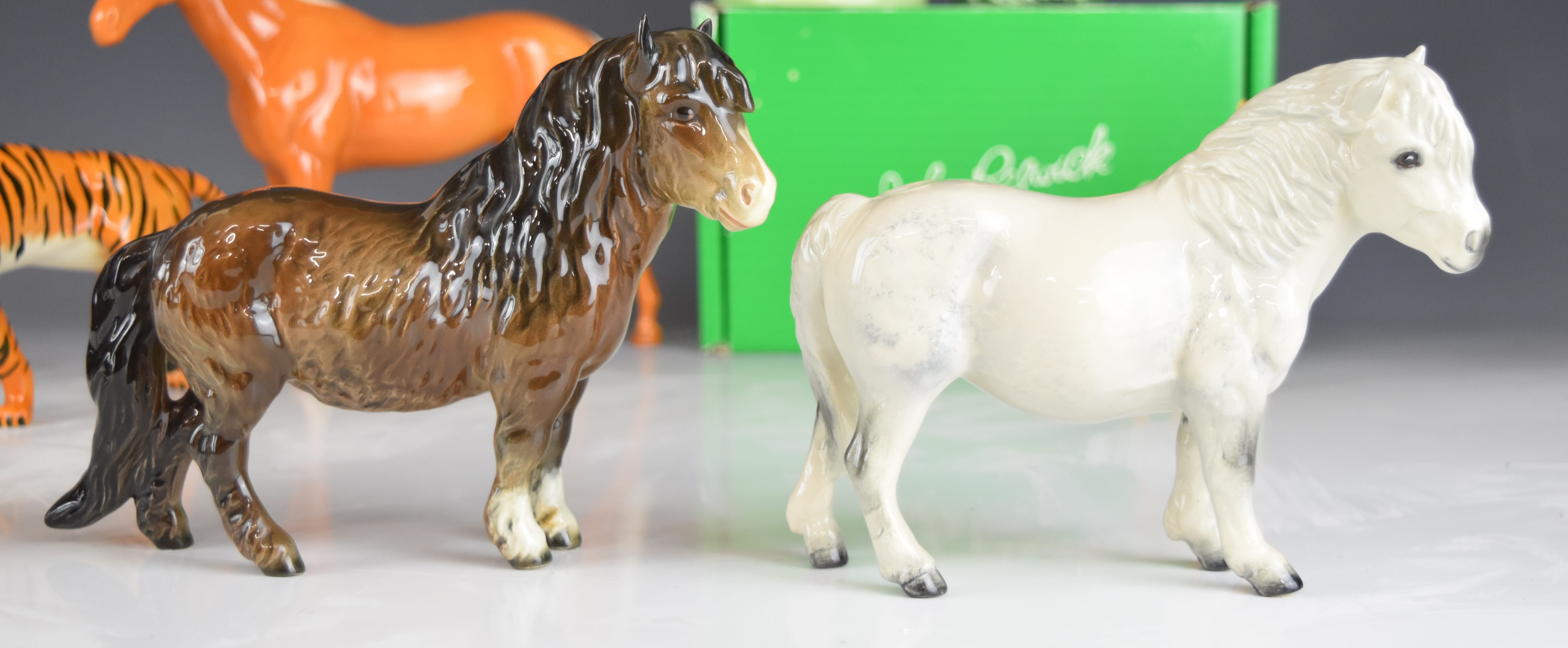 Beswick and Royal Doulton figures including boxed grey Shetland pony, huntsman's horse, tigress, - Image 3 of 8