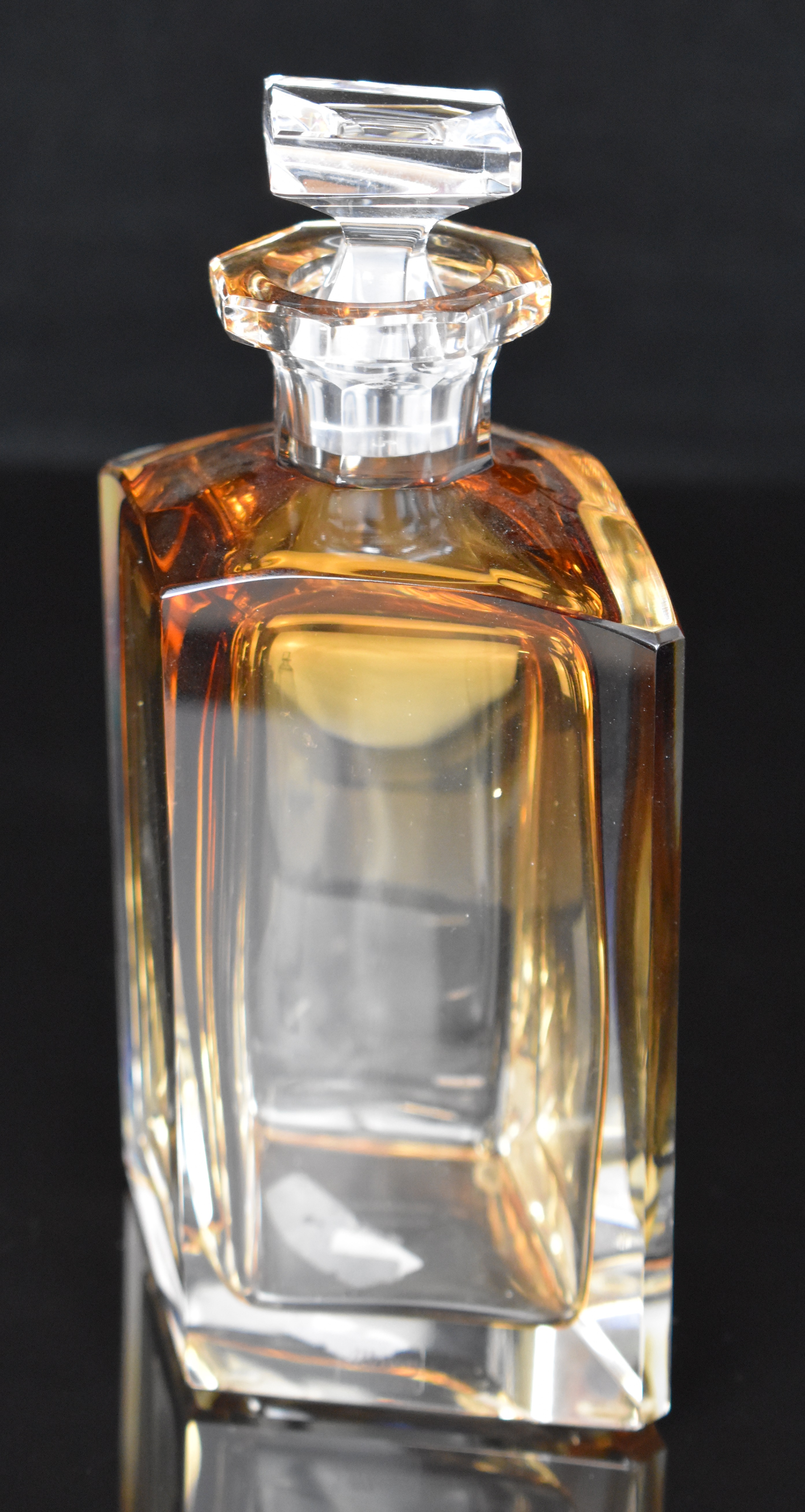 Two glass decanters, one Moser with graduated amber to clear design, signed to base, the other of - Image 3 of 5