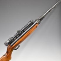 Webley Mark 3 .22 under-lever air rifle with named plaque inset to the stock, semi-pistol grip and