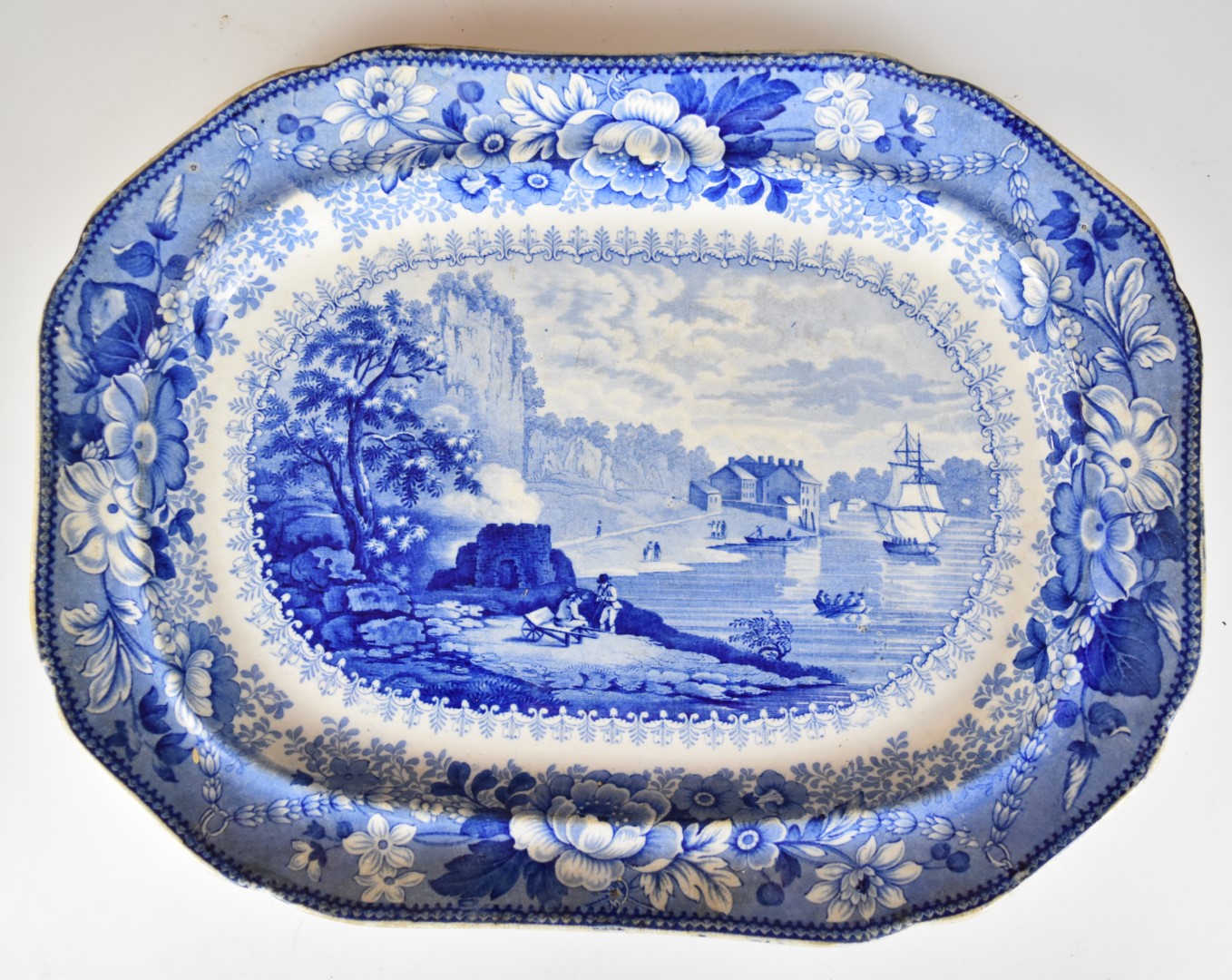 19thC blue and white transfer printed ware with named scenes of Bristol, Clifton and River Avon, - Image 5 of 10