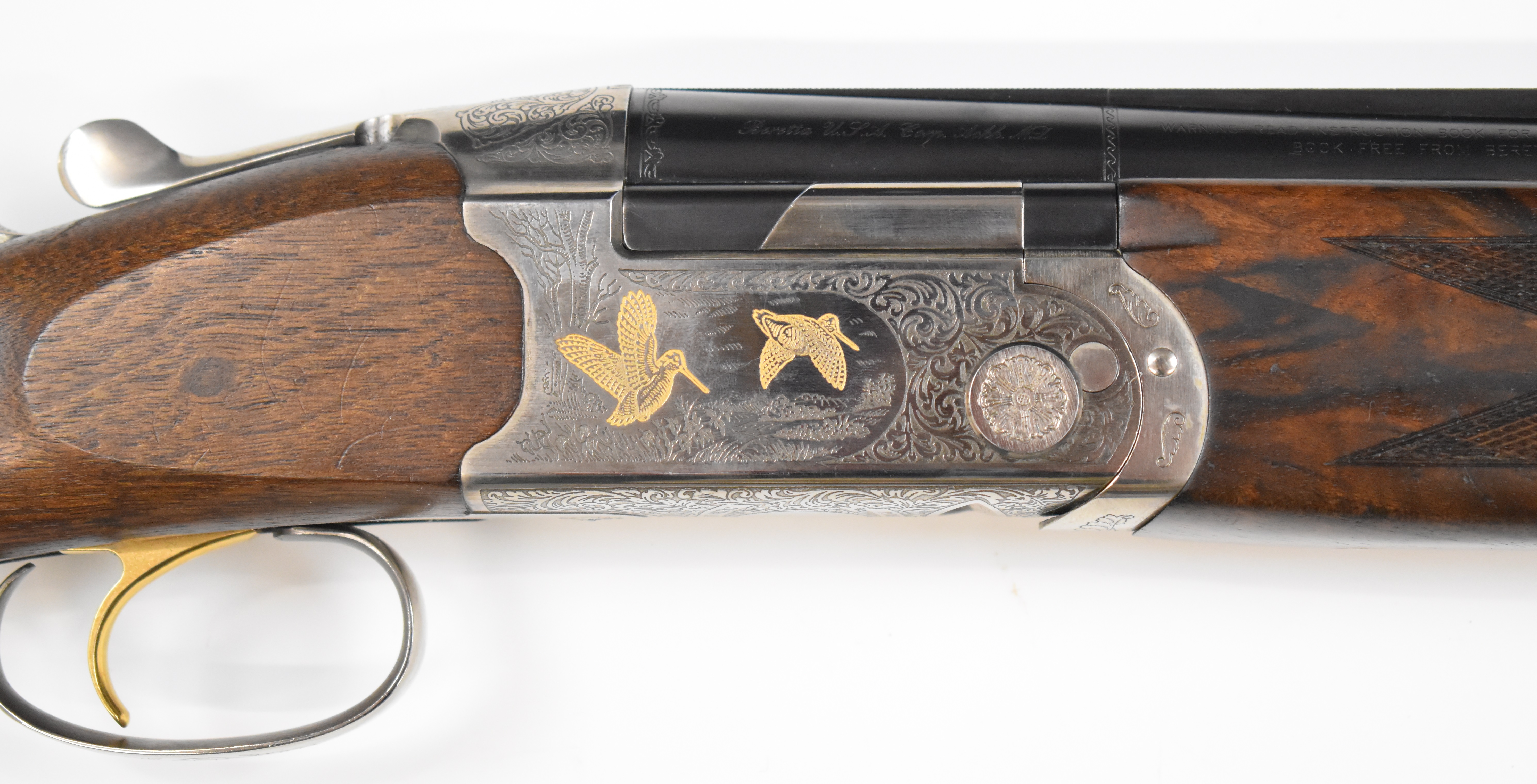 Beretta Ultra Light Deluxe 12 bore over and under ejector shotgun with gold birds engraved to the - Image 6 of 10