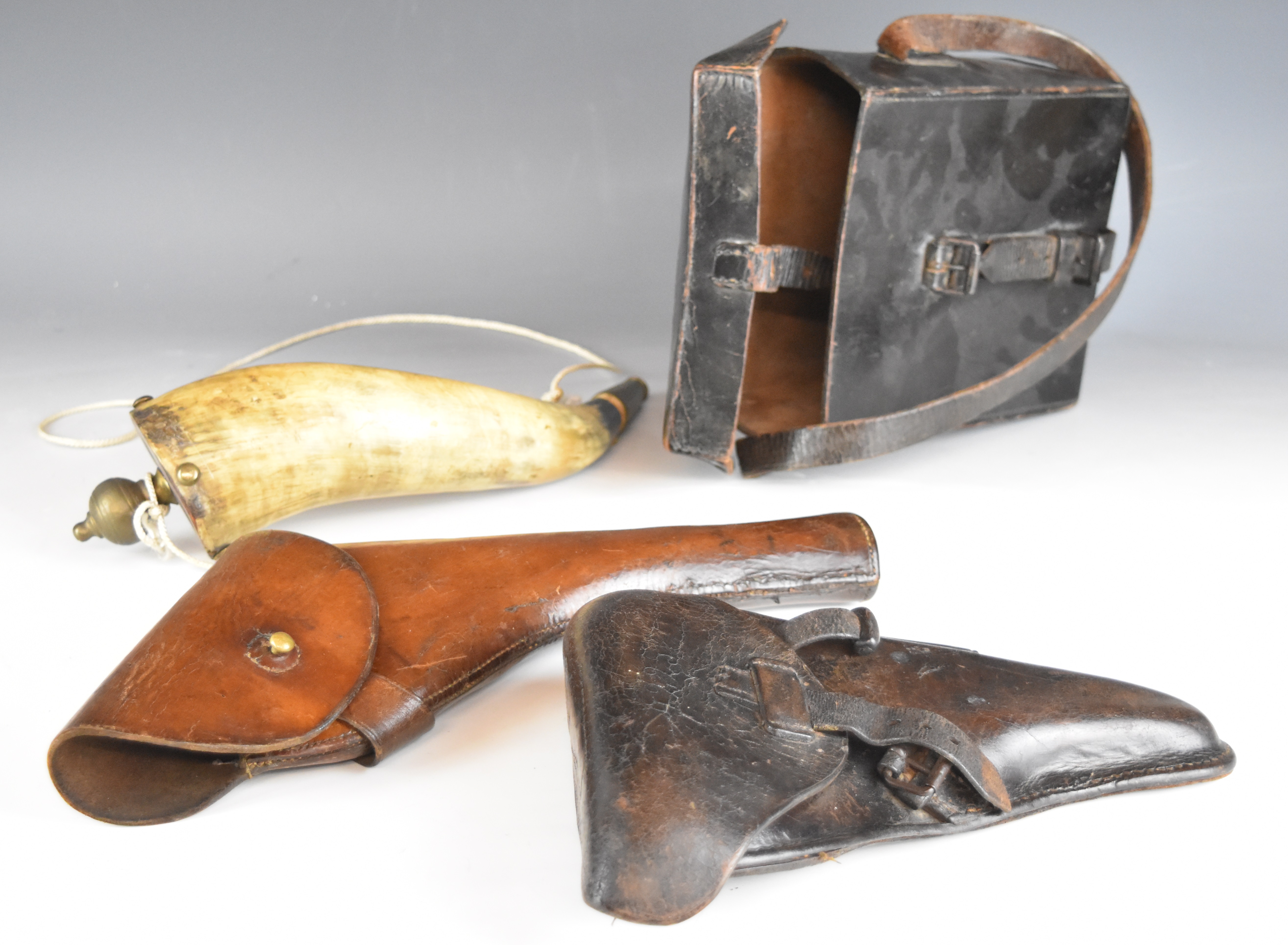 Two military leather revolver or pistol holsters including one to suit a Luger P08 or similar pistol - Image 7 of 12