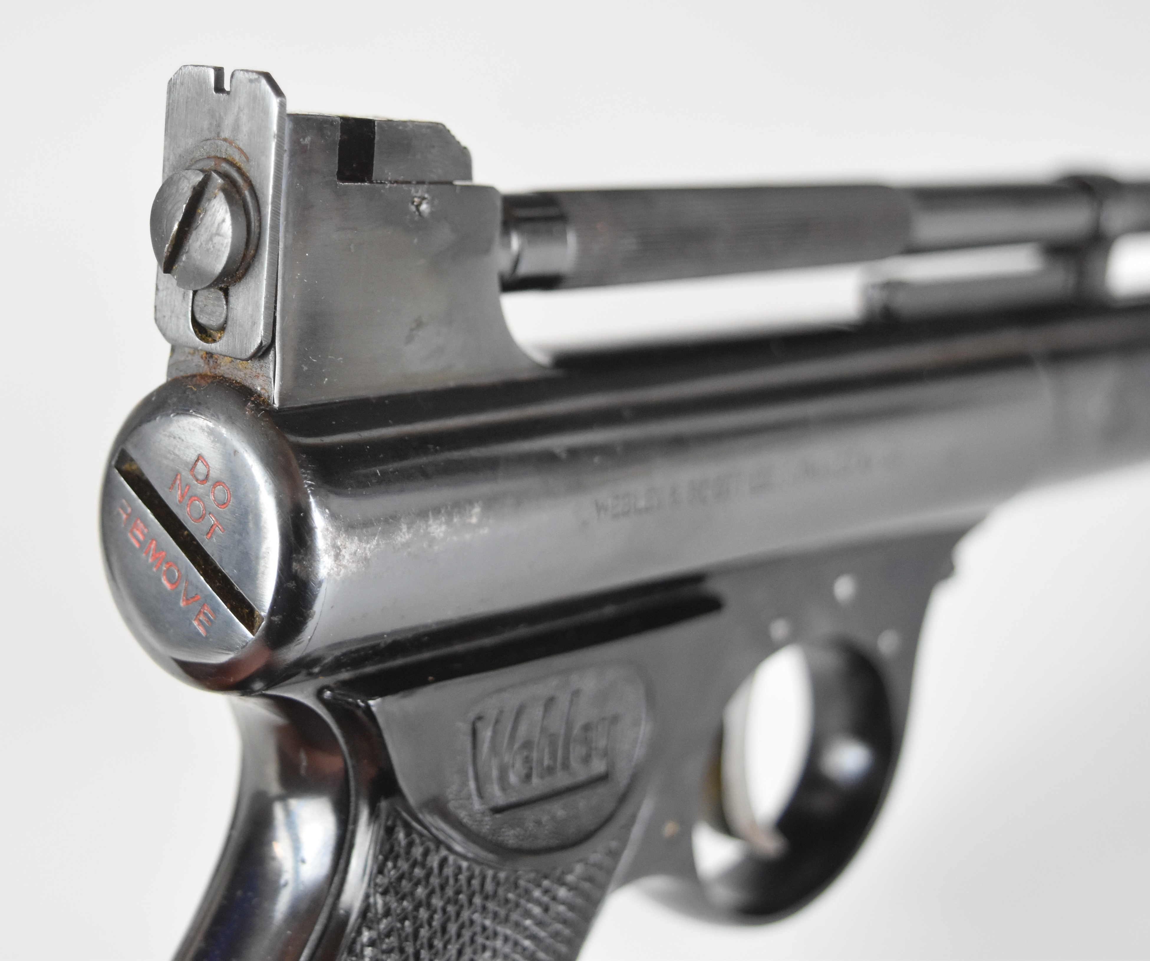 Webley Mark 1 .177 air pistol with named and chequered grips and adjustable sights and trigger, - Image 12 of 15