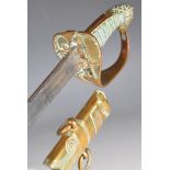 Royal Navy 1827 pattern sword with lion head pommel, folding inner guard and fouled anchor motif,