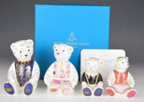 Royal Crown Derby limited edition 34/250 The Cambridge Family of Teddy Bears, with box and