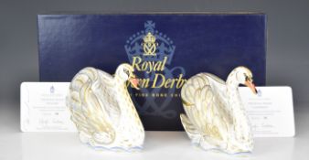 Royal Crown Derby limited edition 34/250 Royal Swans, Catherine and William, boxed with