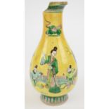 18thC Chinese pedestal vase decorated with a court scene of a seated figure and children playing