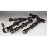 Five various rifle scopes comprising Richter Optik 4x40, SMK 4x32, Tasco 3-9x40, Optima 4x32 and one