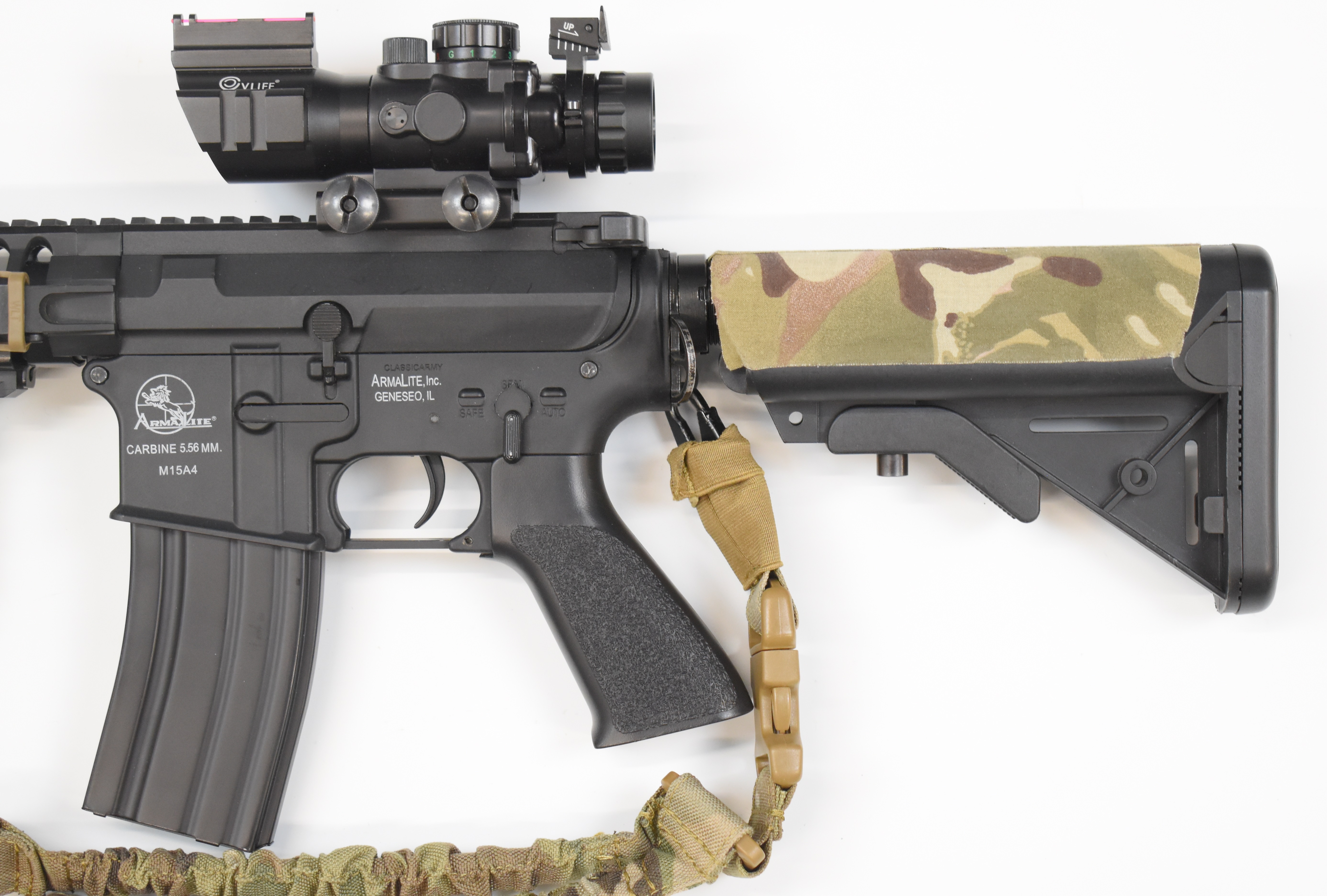 ASG Classic Army M4 assault style electric airsoft rifle with tactical stock, VLife scope and - Image 6 of 8