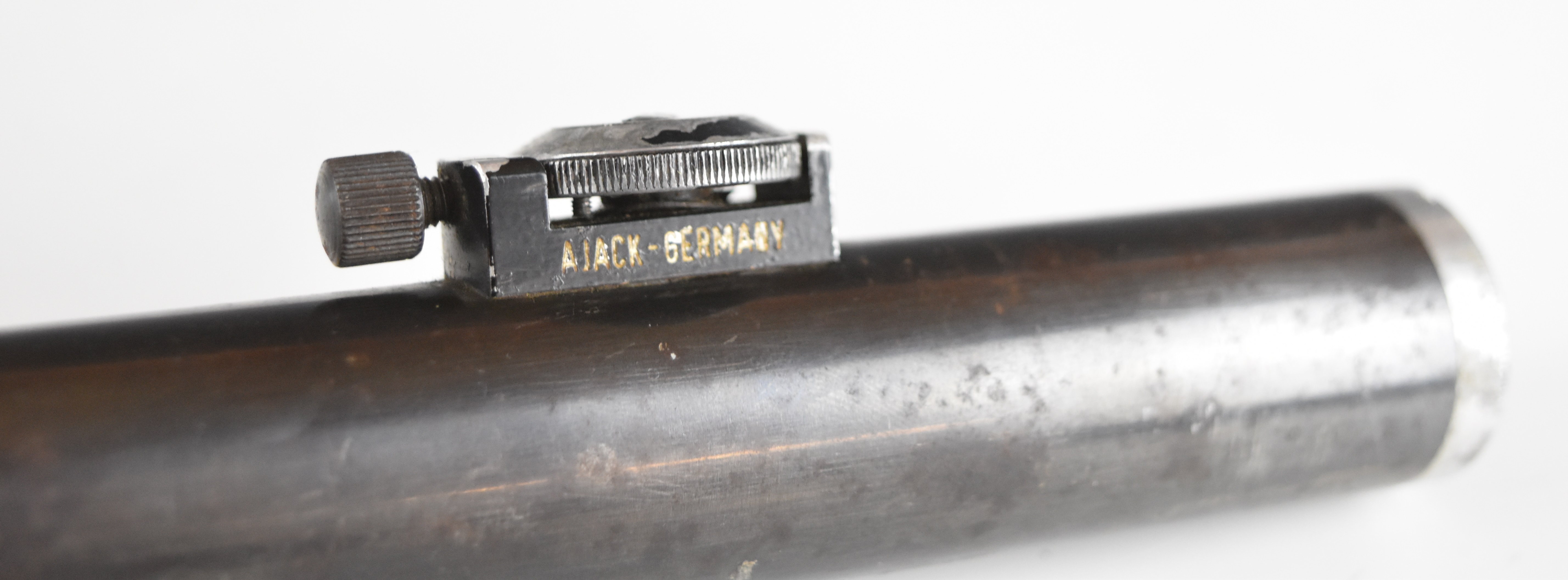 Ajax 2.5x70 German sniper rifle scope marked '1214' and 'Ajax Germany', in leather case - Image 5 of 6