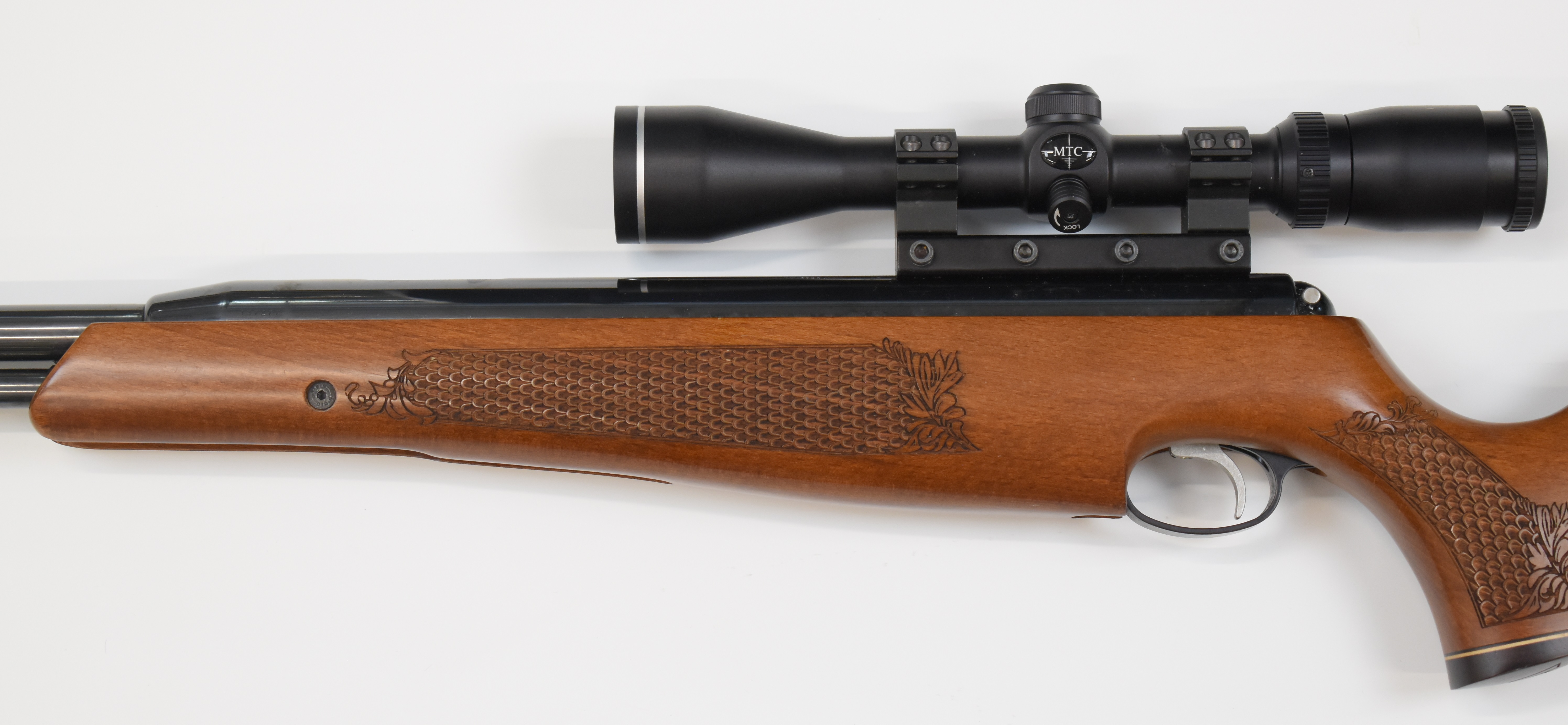 Air Arms TX200 .22 under-lever air rifle with carved semi-pistol grip and forend, adjustable - Image 9 of 11