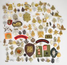 Collection of approximately 100 British Army badges including Scots Greys, 92nd Highlanders, Queen's
