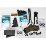 A collection of shotgun and rifle gun parts and accessories including Infiray External IR