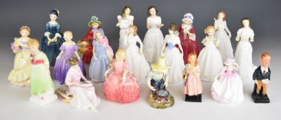 Ten Royal Doulton figurines including Kate Greenaway, Tess, Rose, Lavinia, Linda, two Dickens
