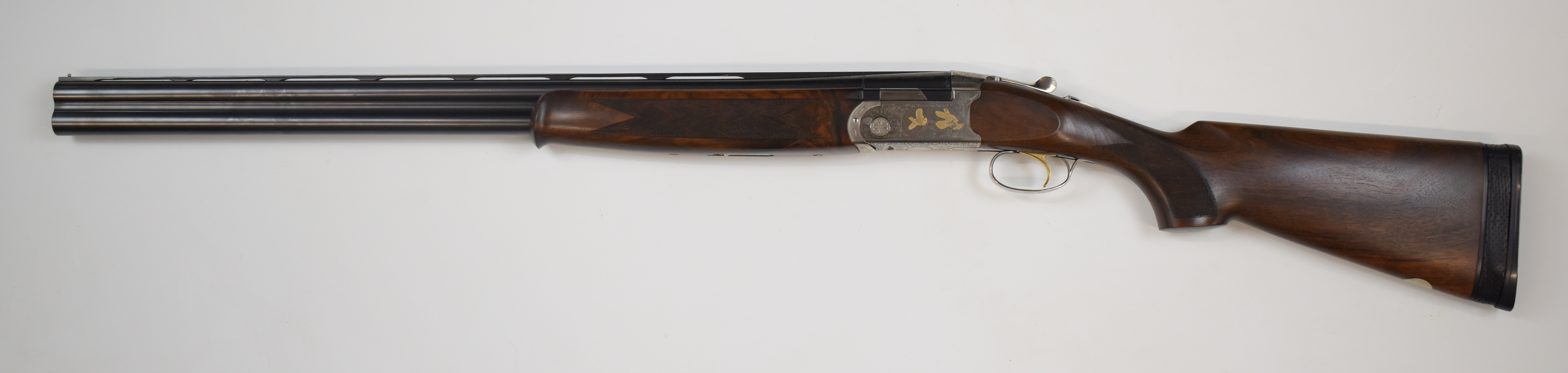 Beretta Ultra Light Deluxe 12 bore over and under ejector shotgun with gold birds engraved to the - Image 7 of 10