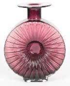 Helena Tynell for Riihimaen Lasi Riihimaki Aurinkopullo Sun Bottle glass vase in aubergine, 22.5cm