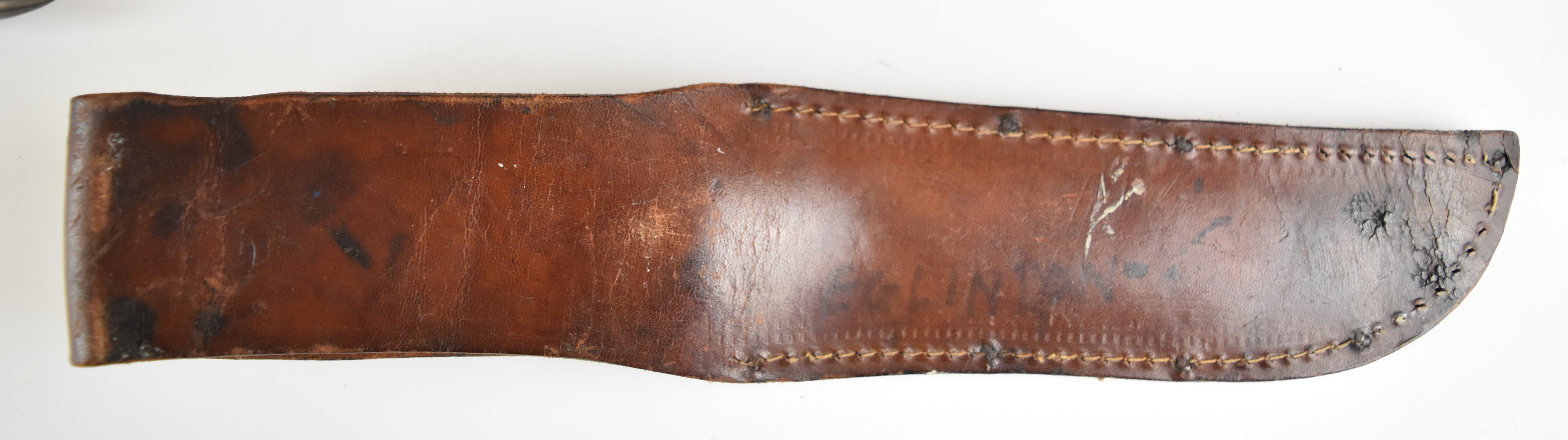 Hunting knife with leather grip, 15.5cm single edged blade and leather sheath, together with - Image 6 of 10