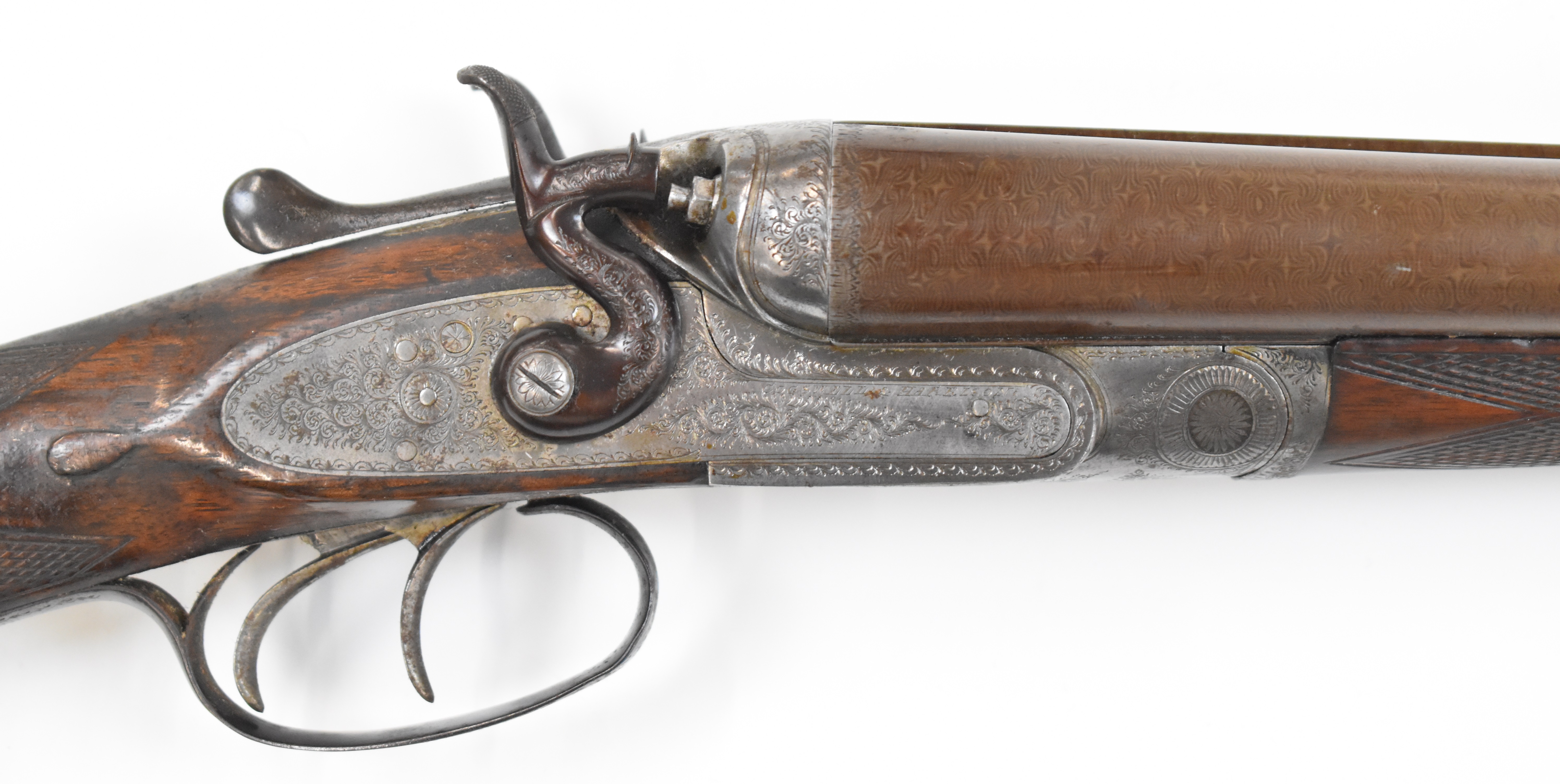 Cogswell & Harrison 12 bore side by side hammer action shotgun with named and engraved locks, - Image 6 of 12