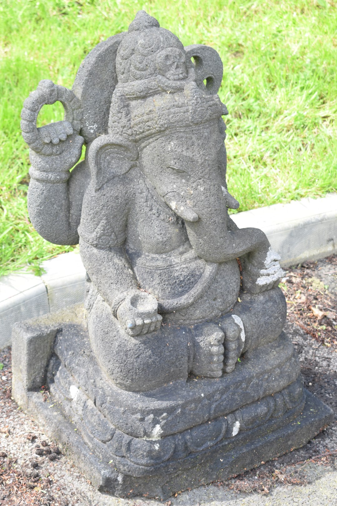 Lava stone sculpture elephant deity, from the Borobadur temple area, Java, Indonesia, height 82cm - Image 3 of 4